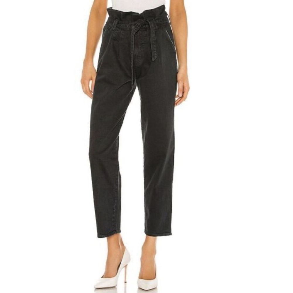 Mother Superior Denim Greaser Paperbag Pleat Jeans 30 Faded Black High Rise